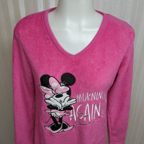 Disney Minnie PJ Top Fleece Morning Sleepwear Embroidered Pink XS (0-2) - Picture 4 of 12